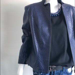 Danier Jackets & Coats - Danier Navy Blue embossed Leather Jacket Danier Jackets & Coats - Danier Navy Blue embossed Leather Jacket